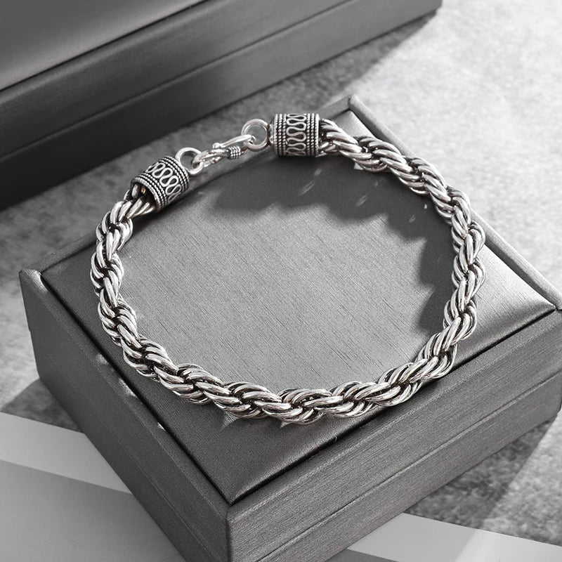 Pulsera de Cadena Trenzada de Metal Clásico