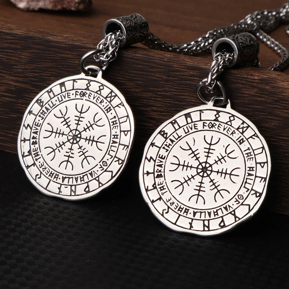 Collar con Pendiente Vintage Vegvisir Vikingo