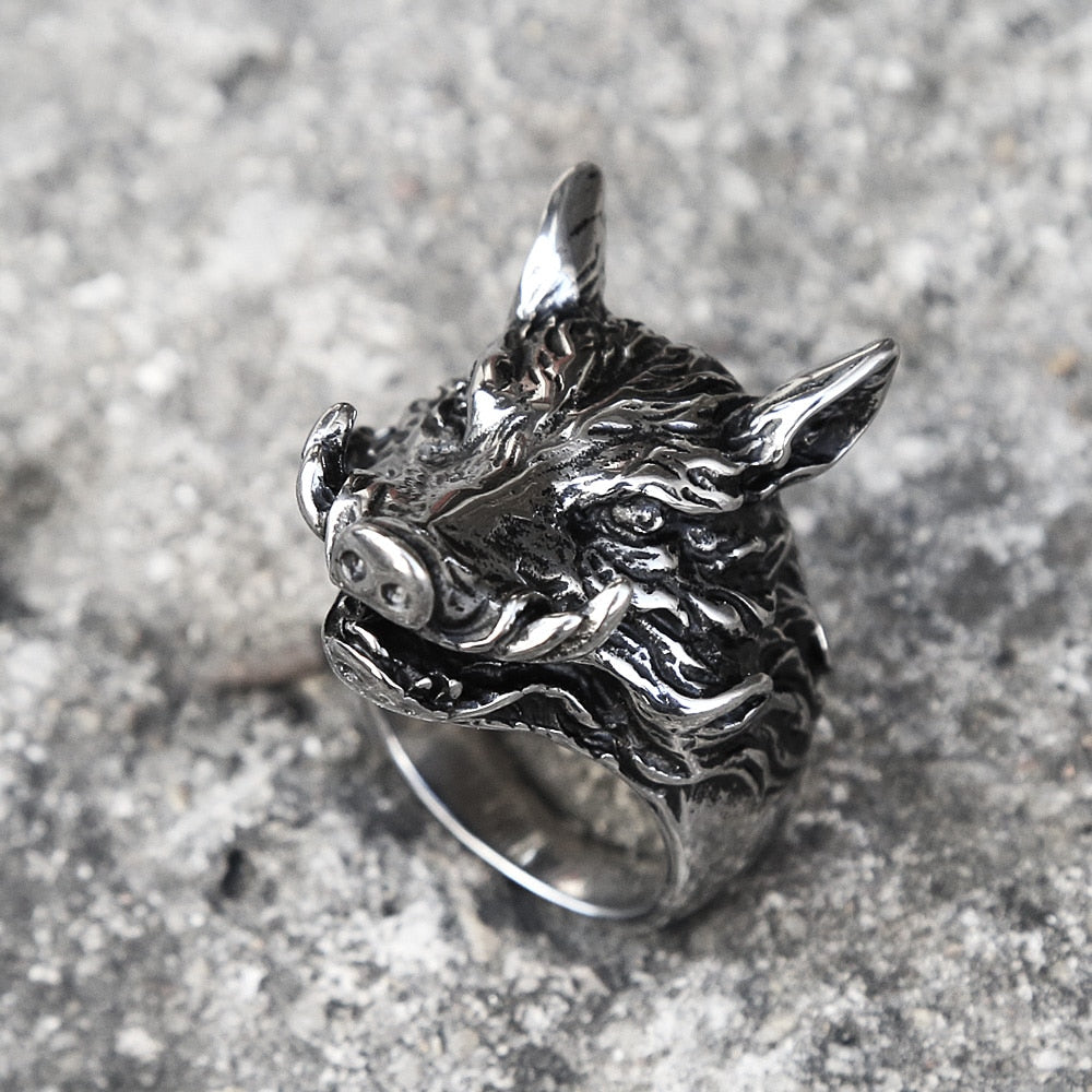 Anillo Vikingo de Cabeza de Jabalí