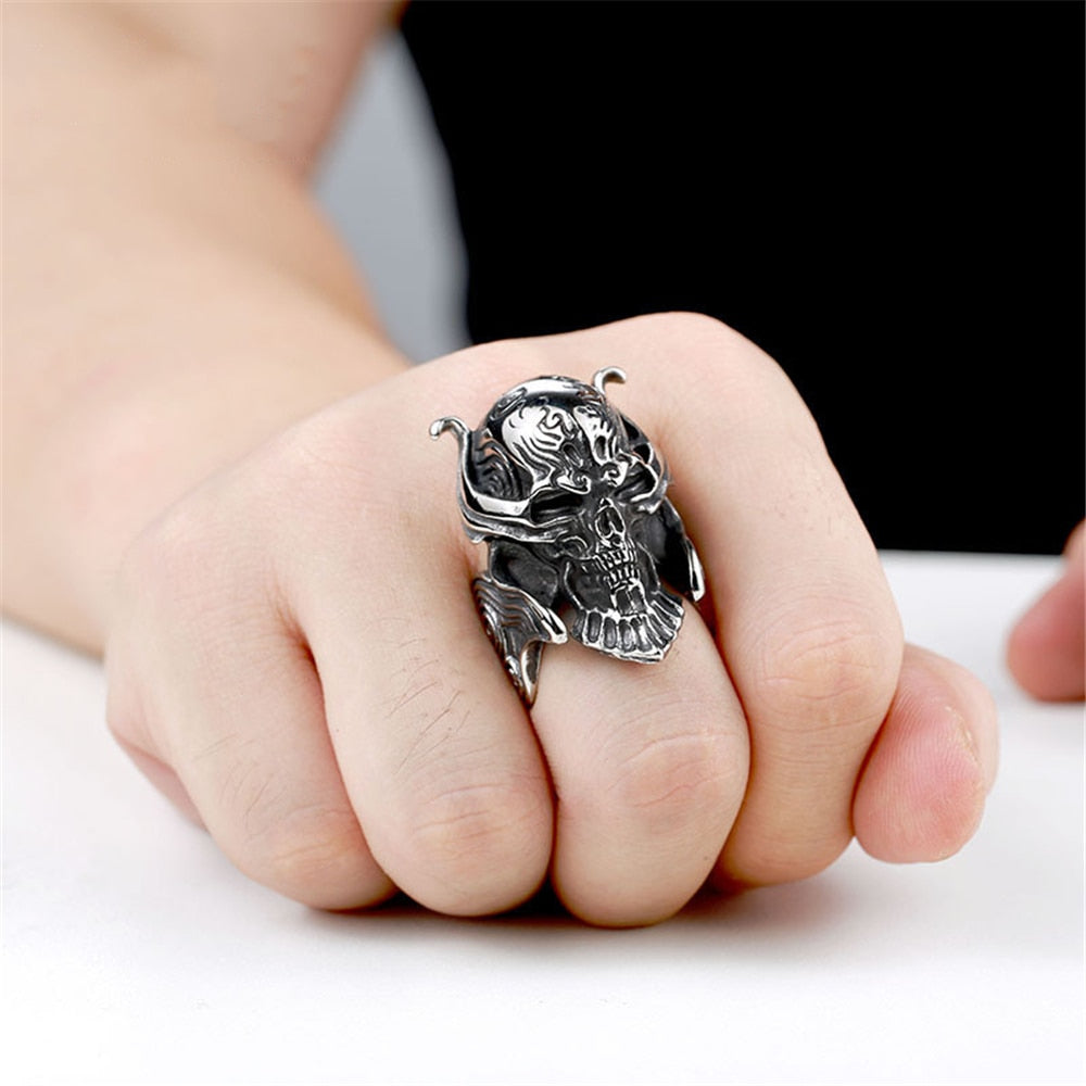 Anillo de Casco Samurai Máscara de Guerrero Bushido