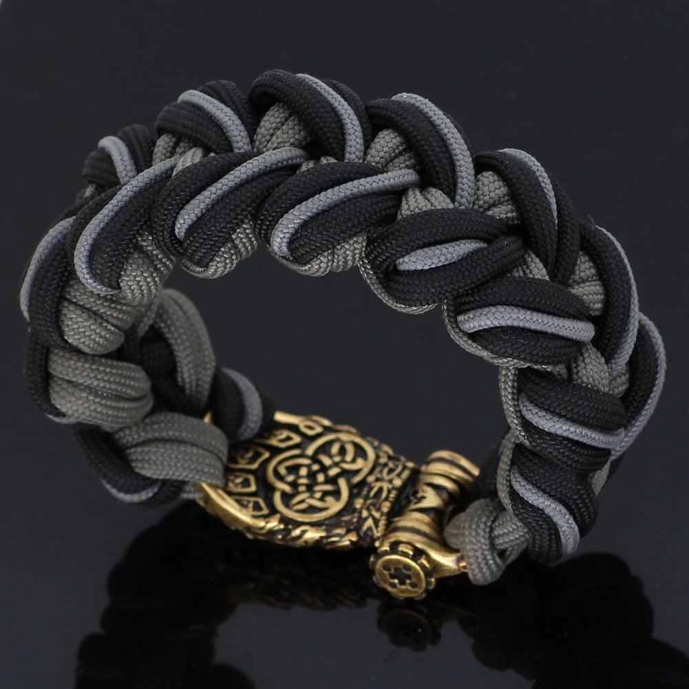 Pulsera Trenzada Vintage Vikinga con Pata de Oso