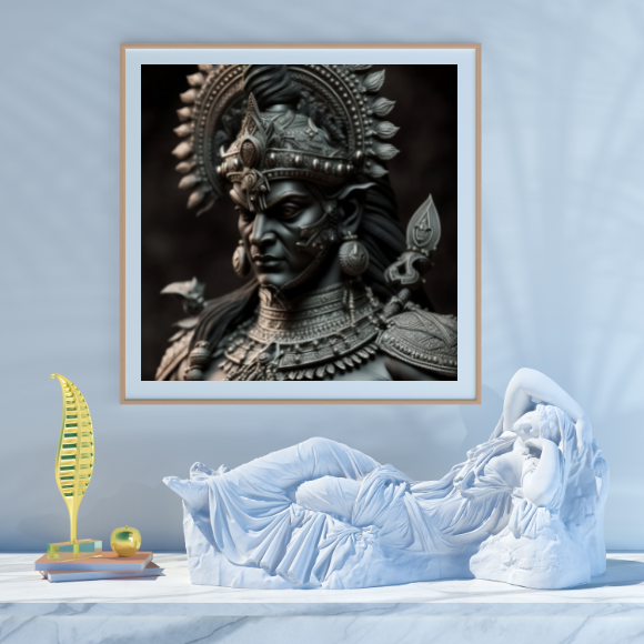 Póster Cuadrado de Escultura de Dios Vishnu