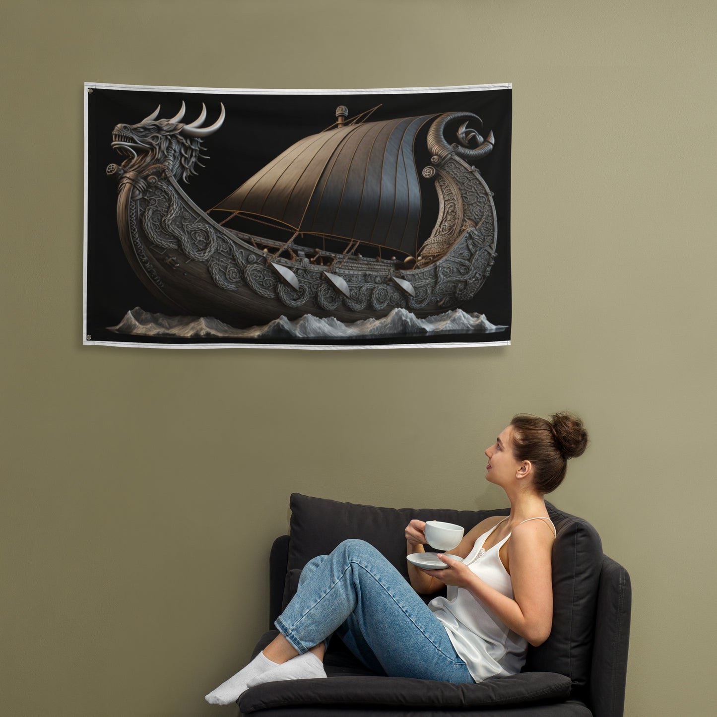 Lona Decorativa Barco Vikingo Drakkar